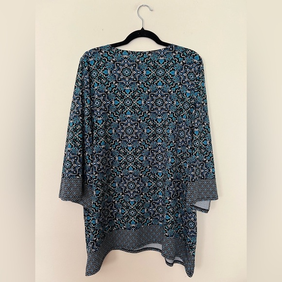 Bleeker & McDougal Womens Blue Patterned Top Cottagecore Grandmacore 1X Mandala - Picture 9 of 12